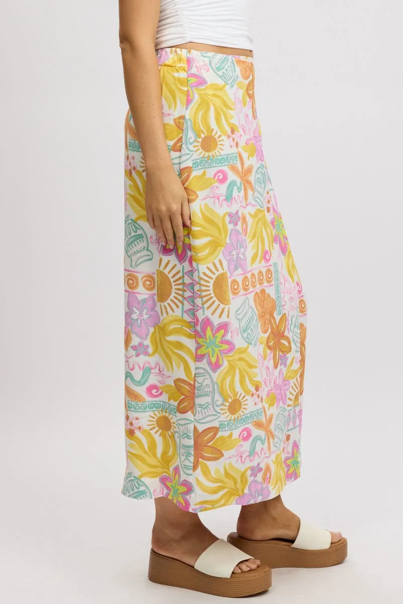 White Abstract Wrap Skirt High Waisted Midaxi sold by Ally Fashion product image thumbnail 4