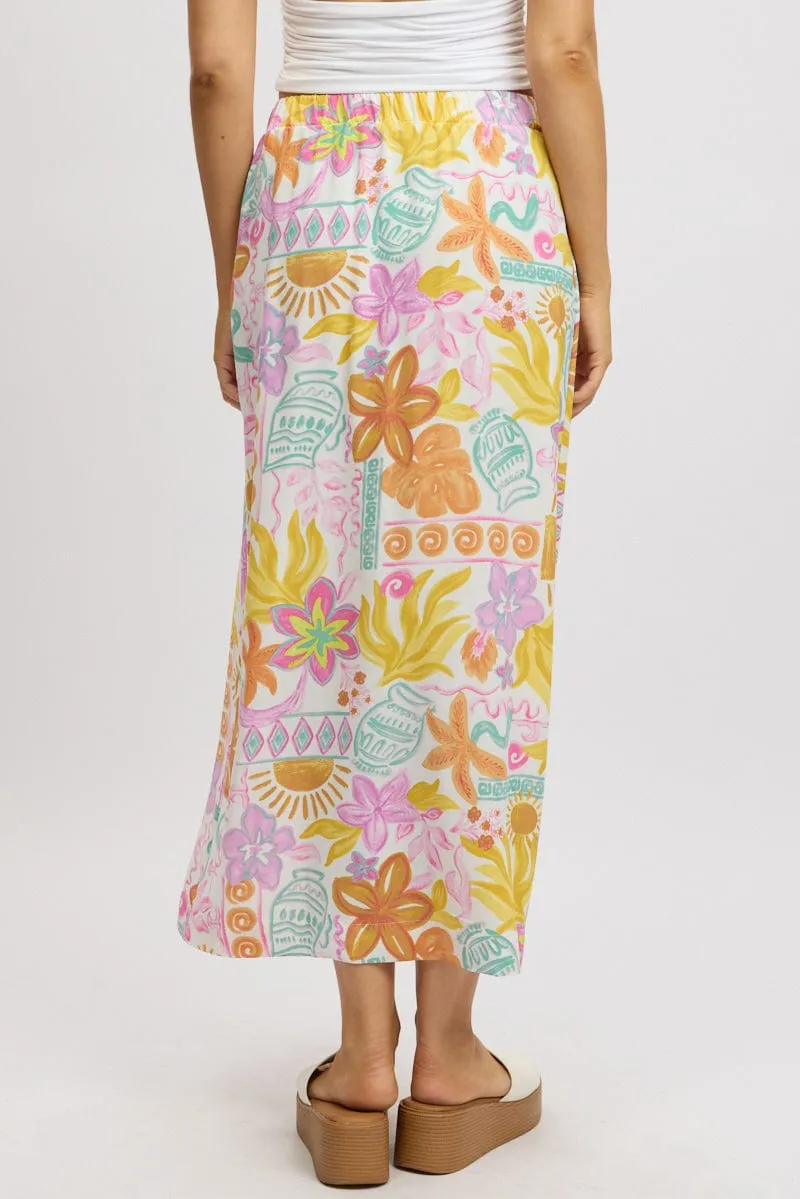 White Abstract Wrap Skirt High Waisted Midaxi sold by Ally Fashion product image thumbnail 5