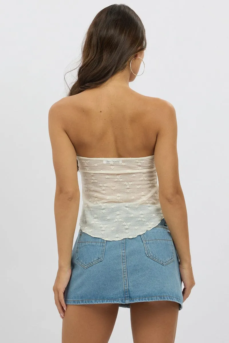 White Boob Tube Top Lace sold by Ally Fashion product image thumbnail 5