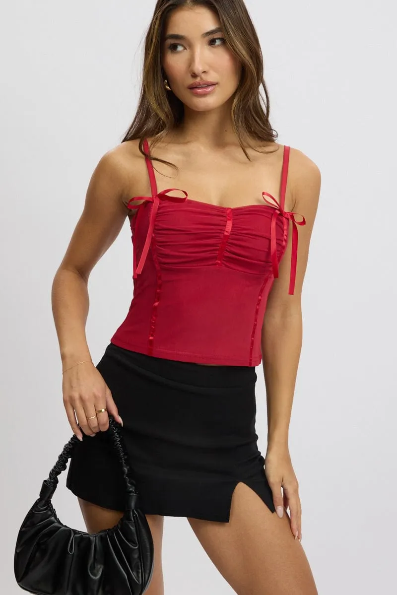 Red Mesh Singlet Top sold by Ally Fashion