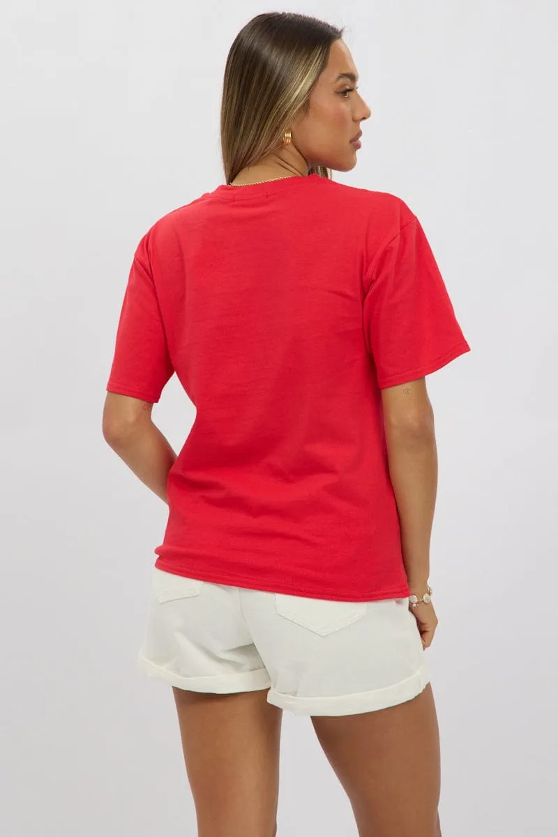 Red Graphic Tee Short Sleeve sold by Ally Fashion product image thumbnail 5
