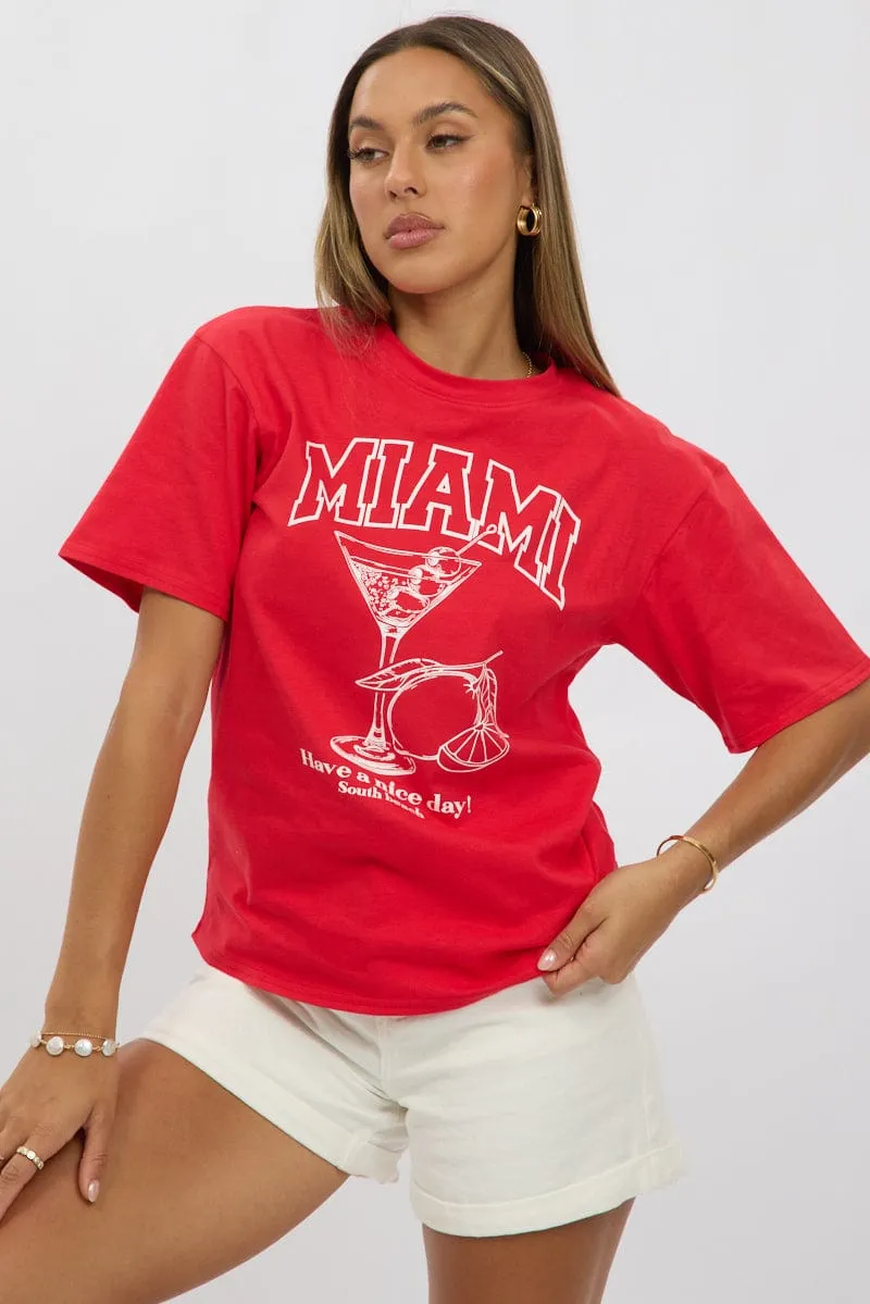 Red Graphic Tee Short Sleeve sold by Ally Fashion product image thumbnail 3