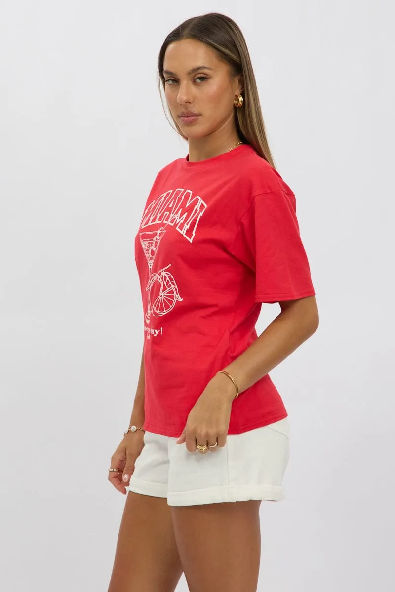 Red Graphic Tee Short Sleeve sold by Ally Fashion product image thumbnail 4