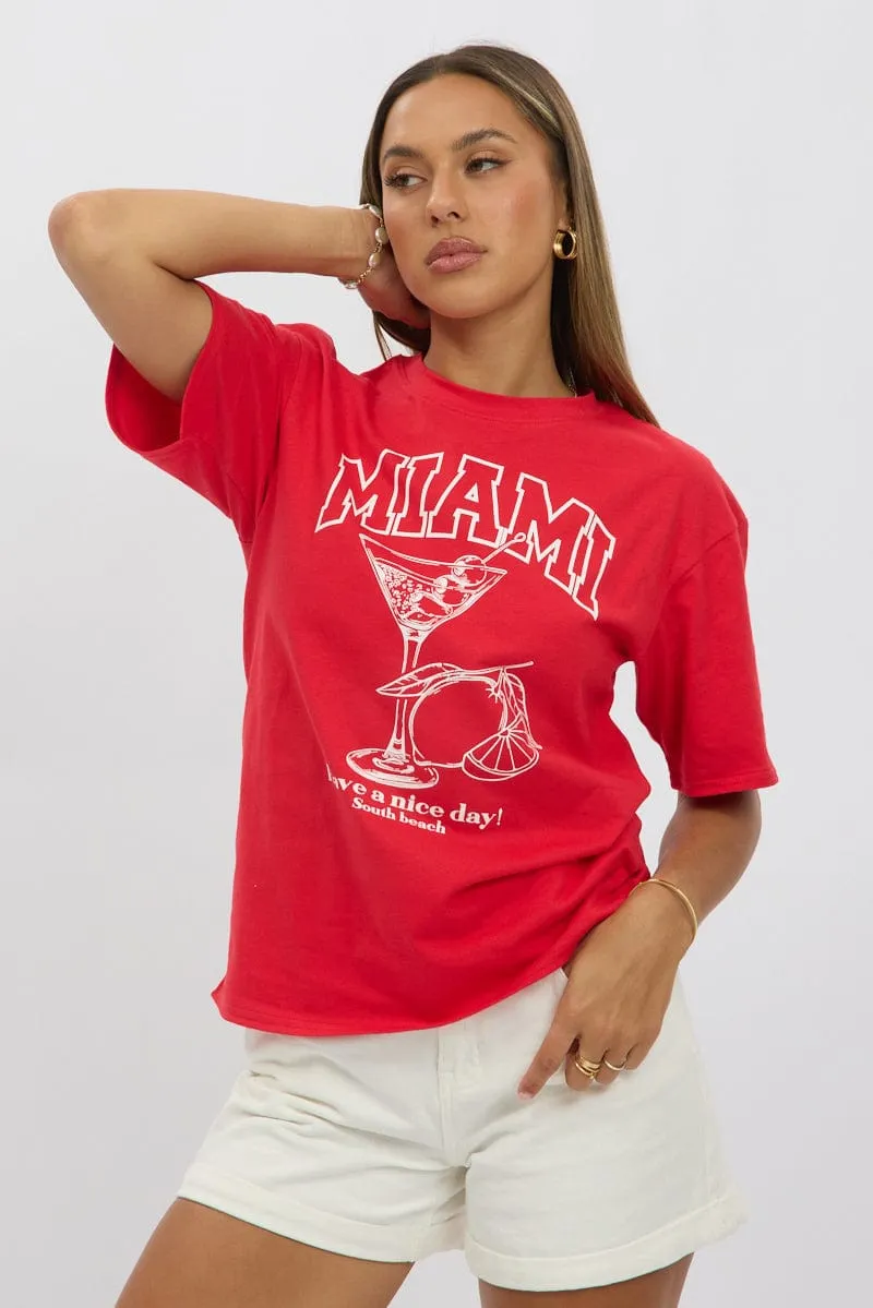 Red Graphic Tee Short Sleeve sold by Ally Fashion