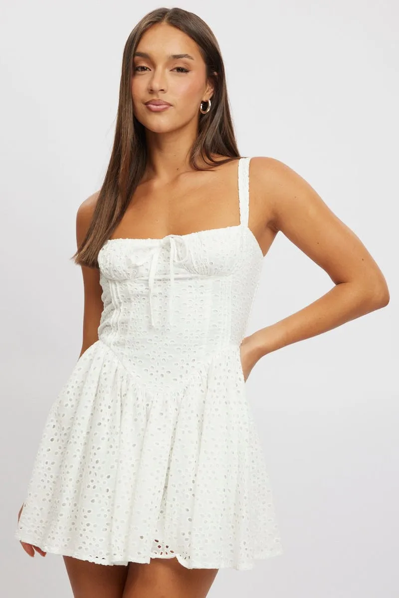 White Fit And Flare Dress Corset Detail Mini sold by Ally Fashion product image thumbnail 2