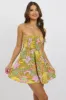 Green Abstract Strapless Dress Mini Tie Back sold by Ally Fashion