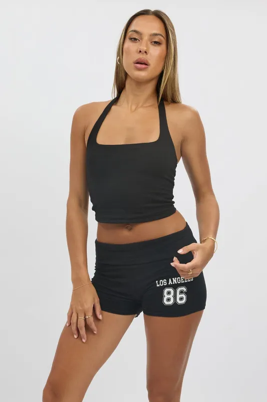 Black Folded Waist Biker Shorts sold by Ally Fashion