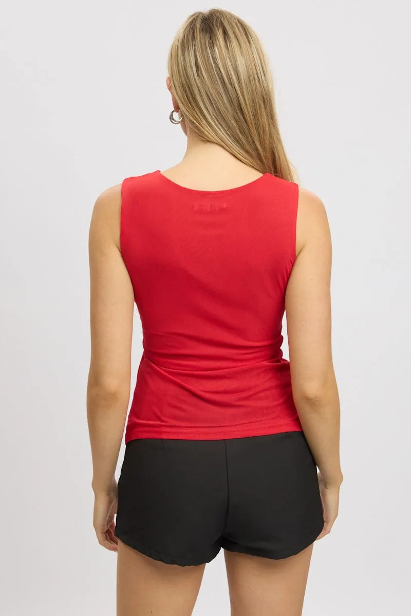 Red Twisted Top Sleeveless Mesh sold by Ally Fashion product image thumbnail 5
