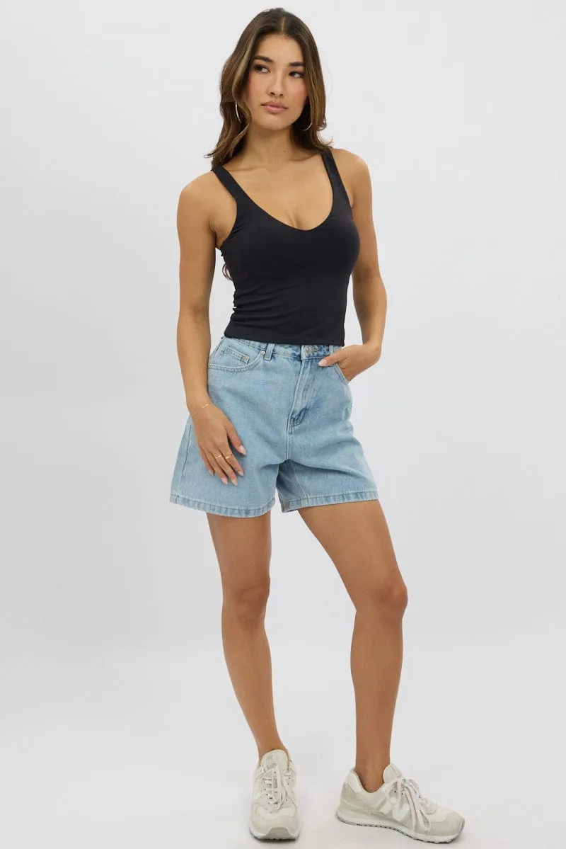 Black Tank Top V Neck Supersoft sold by Ally Fashion product image thumbnail 2