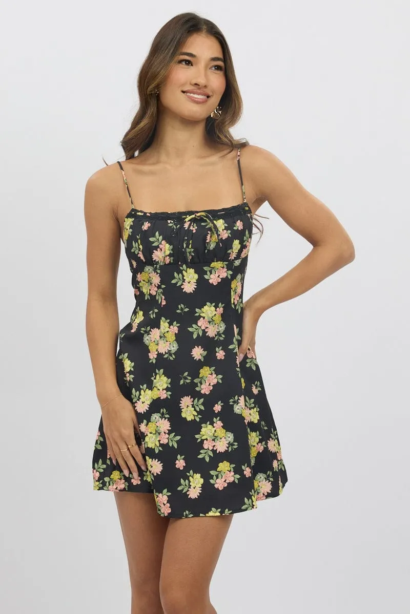 Black Floral Mini Dress Strappy sold by Ally Fashion product image thumbnail 2