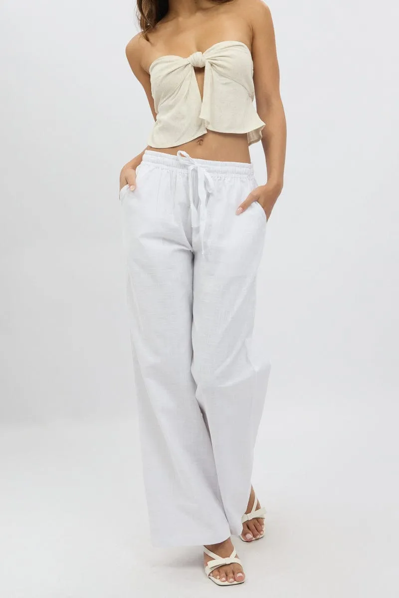 White Wide Leg Pants Elasticated sold by Ally Fashion product image thumbnail 3