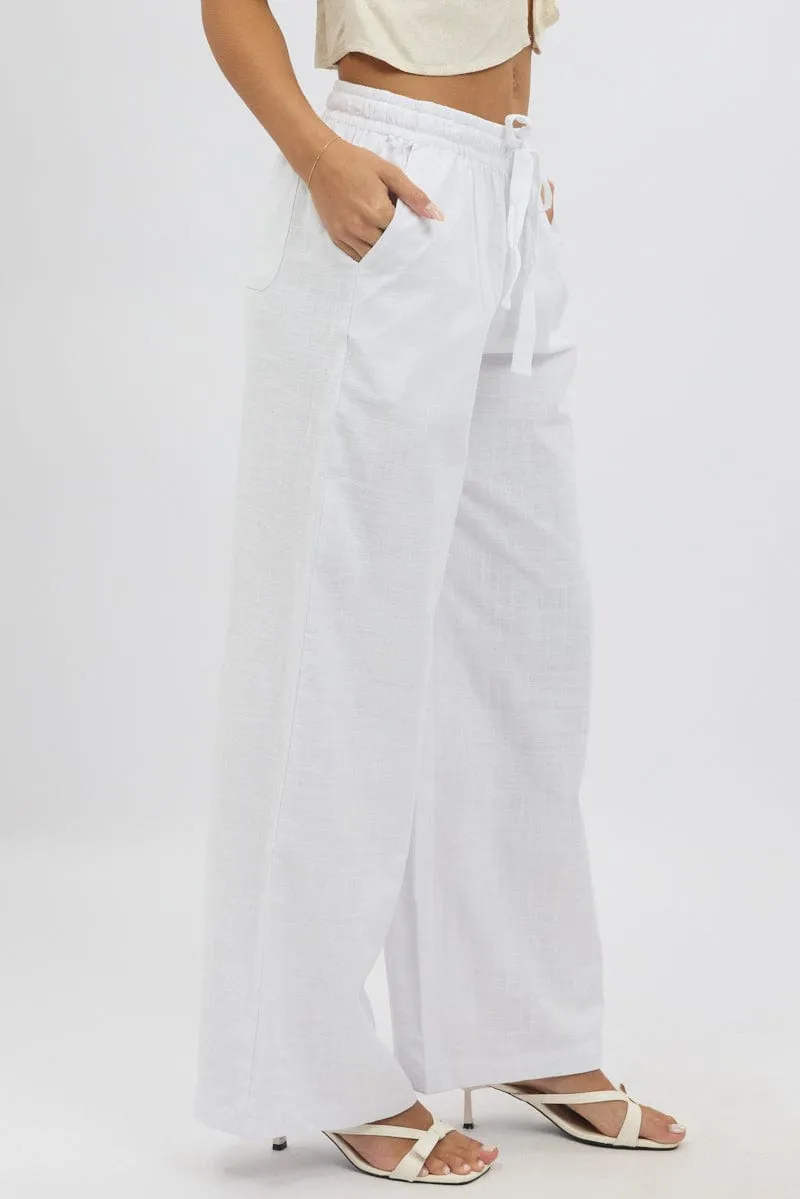 White Wide Leg Pants Elasticated sold by Ally Fashion product image thumbnail 4