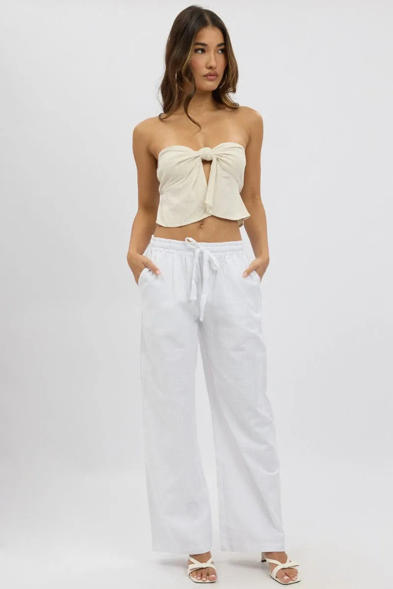 White Wide Leg Pants Elasticated sold by Ally Fashion