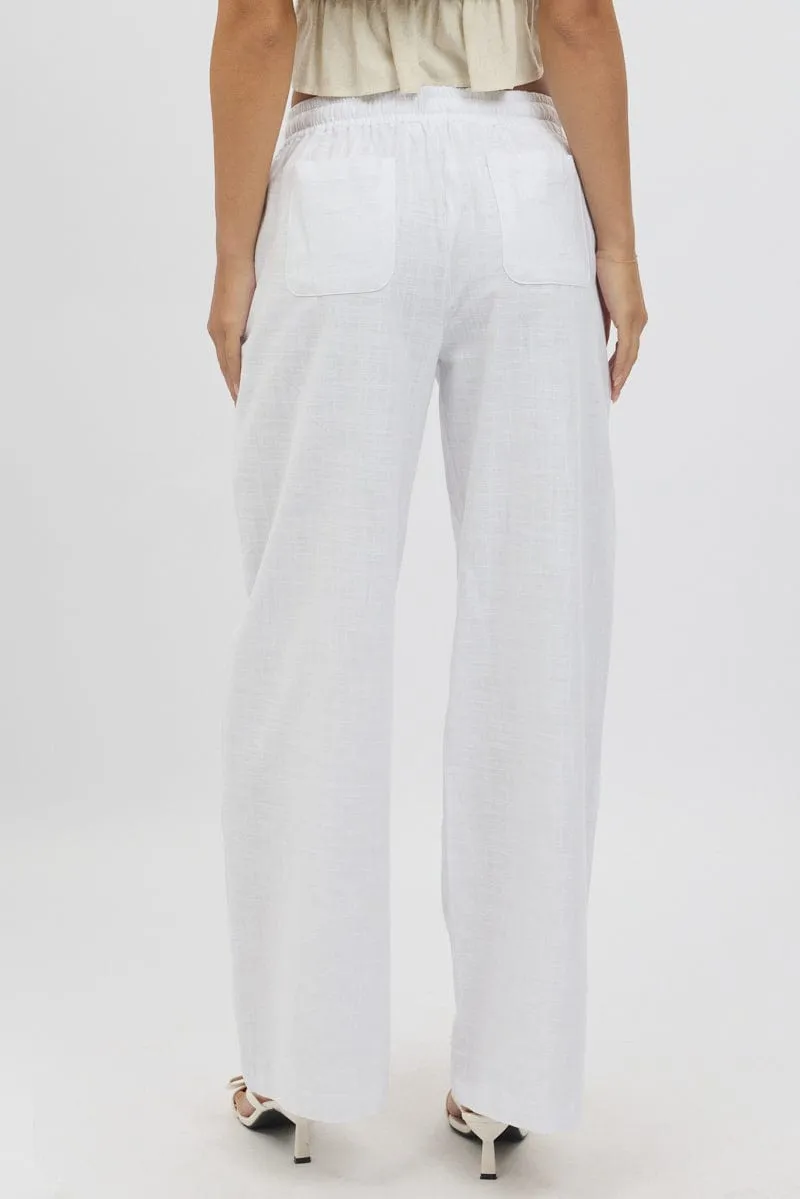 White Wide Leg Pants Elasticated sold by Ally Fashion product image thumbnail 5