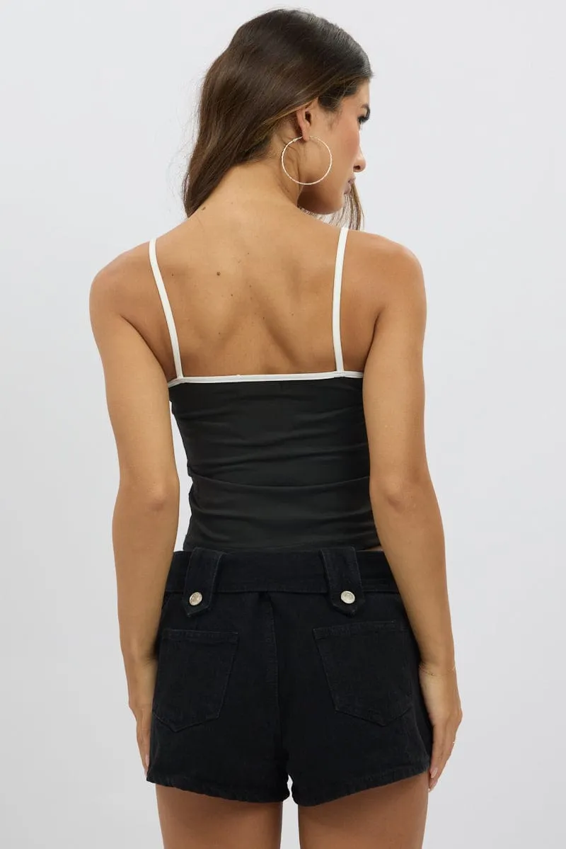 Black Singlet Top Contrast Piping sold by Ally Fashion product image thumbnail 5