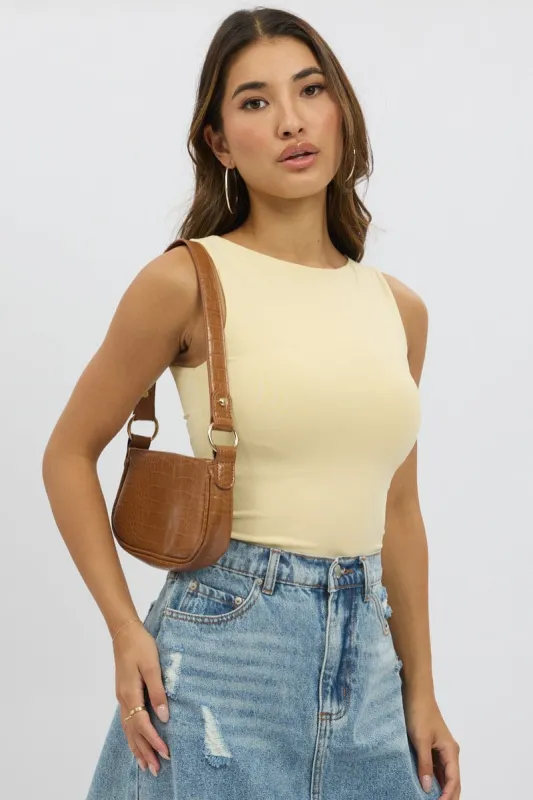 Yellow Tank Top Sleeveles Boat Neck Supersoft sold by Ally Fashion