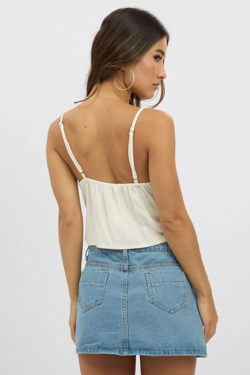 Beige Cami Top Open Front Linen Blend sold by Ally Fashion product image thumbnail 5