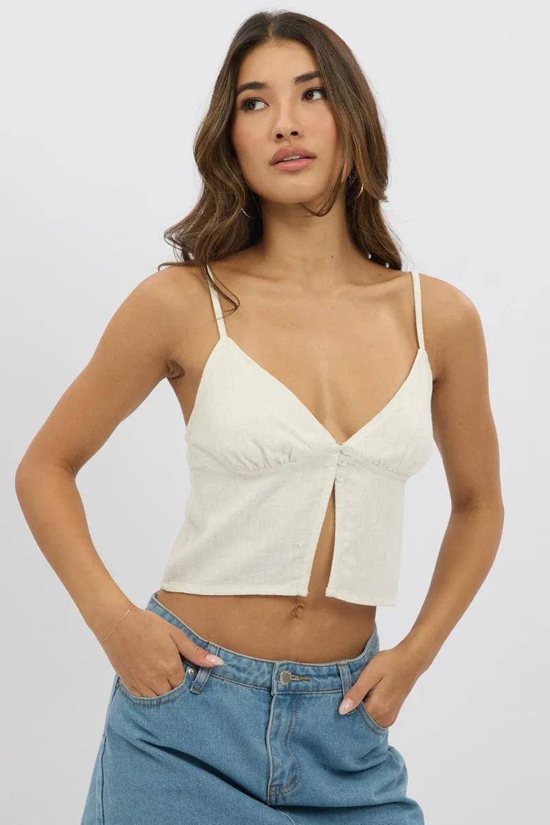 Beige Cami Top Open Front Linen Blend sold by Ally Fashion product image thumbnail 3