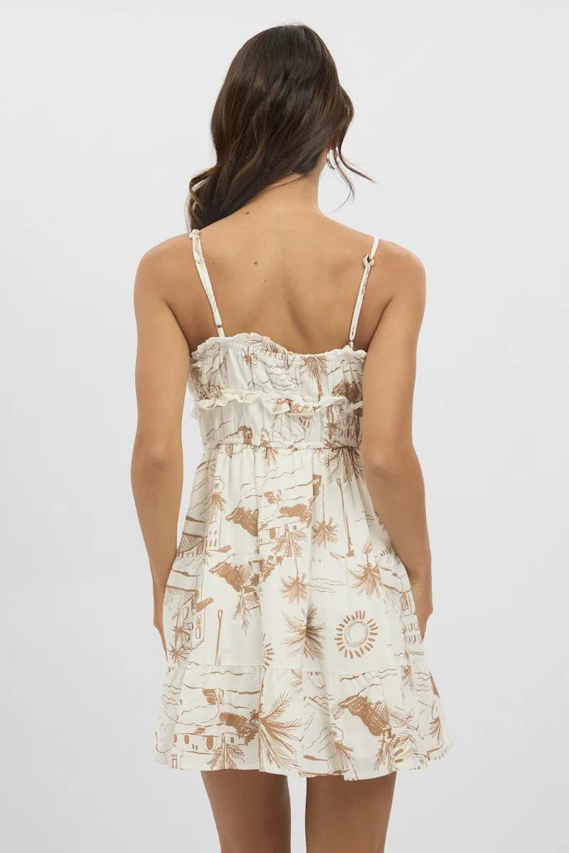 Brown Abstract Fit And Flare Dress Mini sold by Ally Fashion product image thumbnail 5