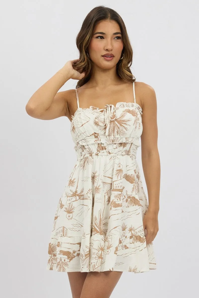 Brown Abstract Fit And Flare Dress Mini sold by Ally Fashion product image thumbnail 2