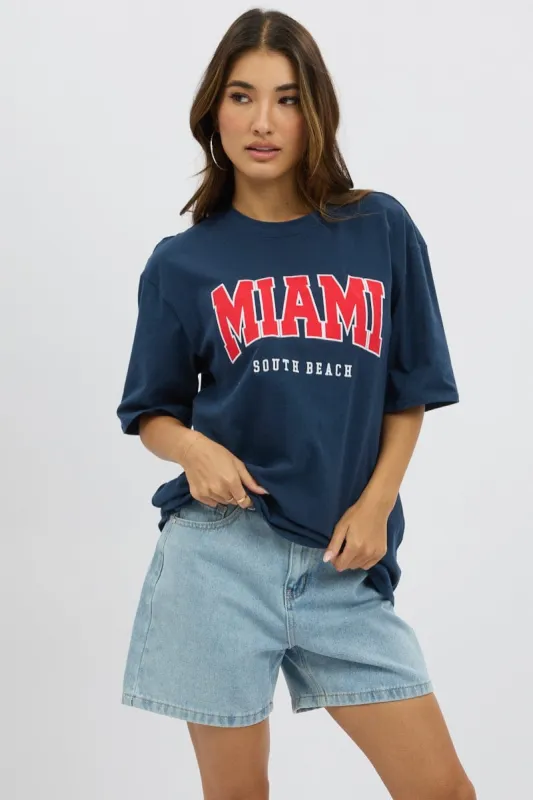 Blue Graphic Tee Short Sleeve sold by Ally Fashion