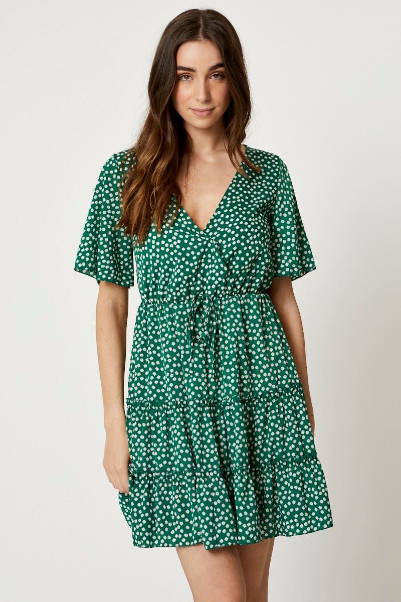 Print Ruffle Skater Dress sold by Ally Fashion