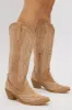 Beige Embroidered Western Cowboy Boots sold by Ally Fashion