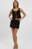 Black Mini Skirt Elasticated Waist Textured Lined sold by Ally Fashion