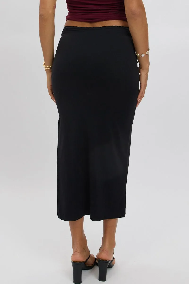 Black Midaxi Skirt High Rise Supersoft Picot Trim Lined sold by Ally Fashion product image thumbnail 5