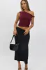 Black Midaxi Skirt High Rise Supersoft Picot Trim Lined sold by Ally Fashion