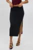 Black Midaxi Skirt High Rise Supersoft Picot Trim Lined sold by Ally Fashion