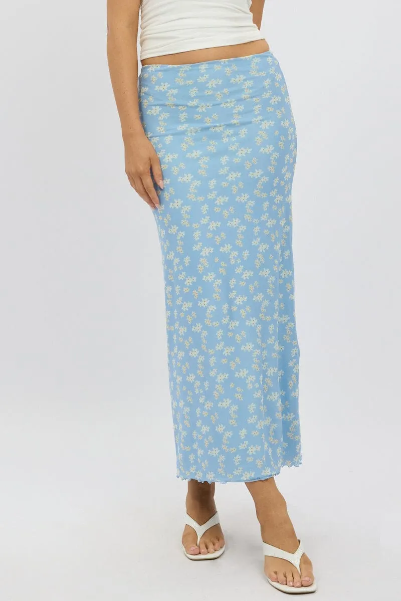 Blue Ditsy Maxi Skirt Elastic Waist Mesh Lined sold by Ally Fashion product image thumbnail 2