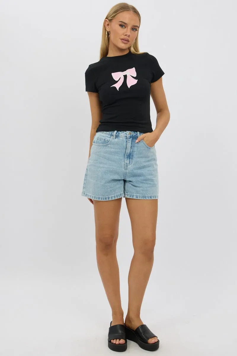 Black Graphic Tee Short Sleeve sold by Ally Fashion product image thumbnail 2