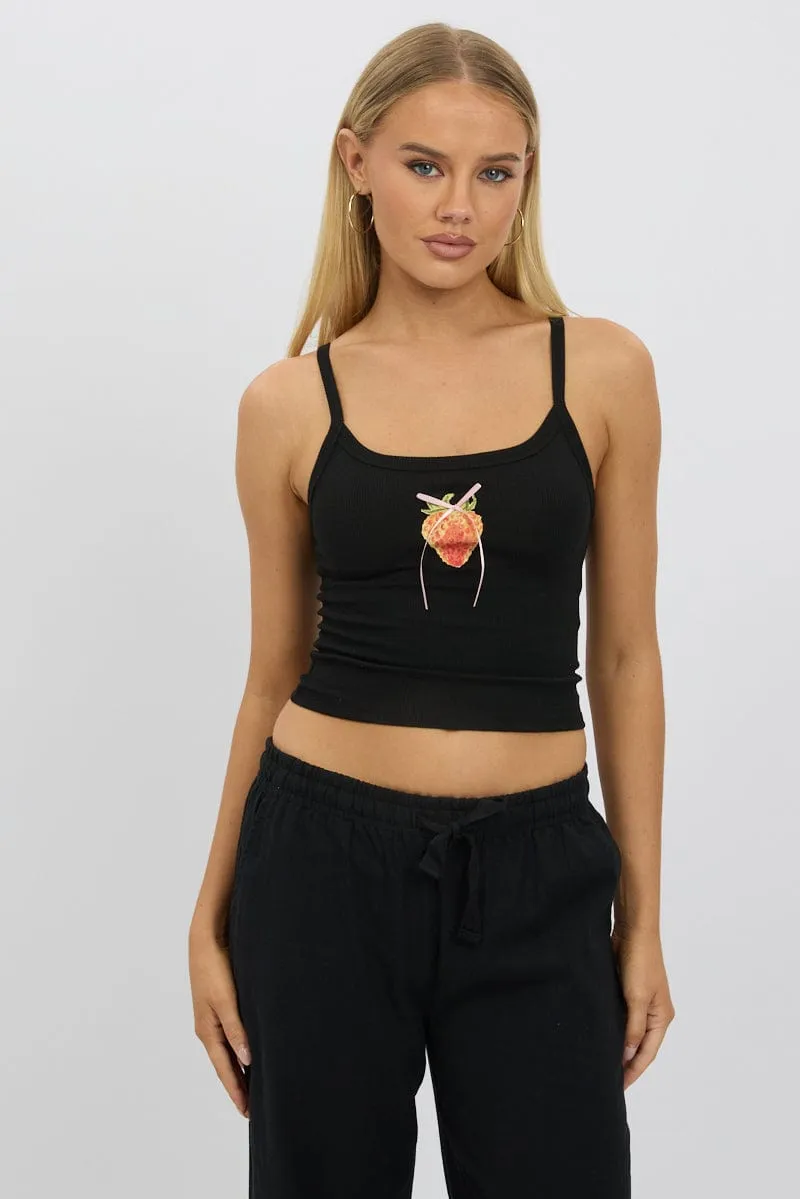 Black Graphic Singlet Top sold by Ally Fashion product image thumbnail 3