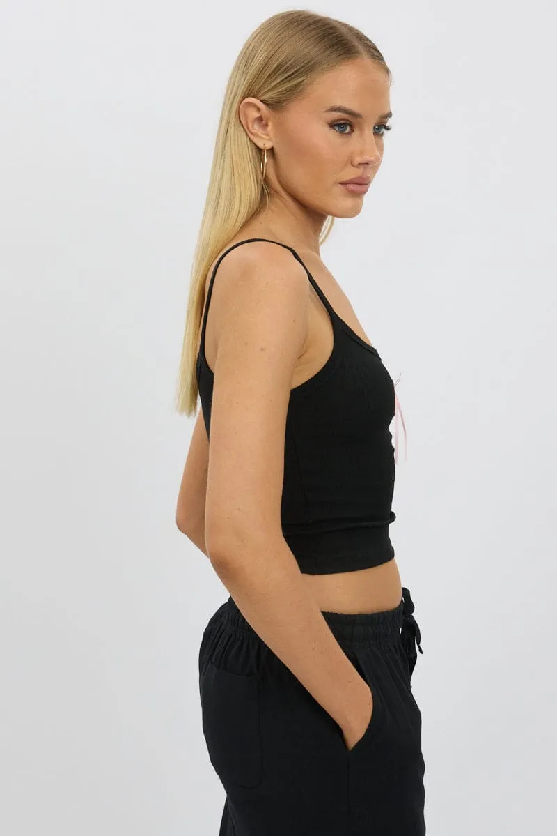 Black Graphic Singlet Top sold by Ally Fashion product image thumbnail 4