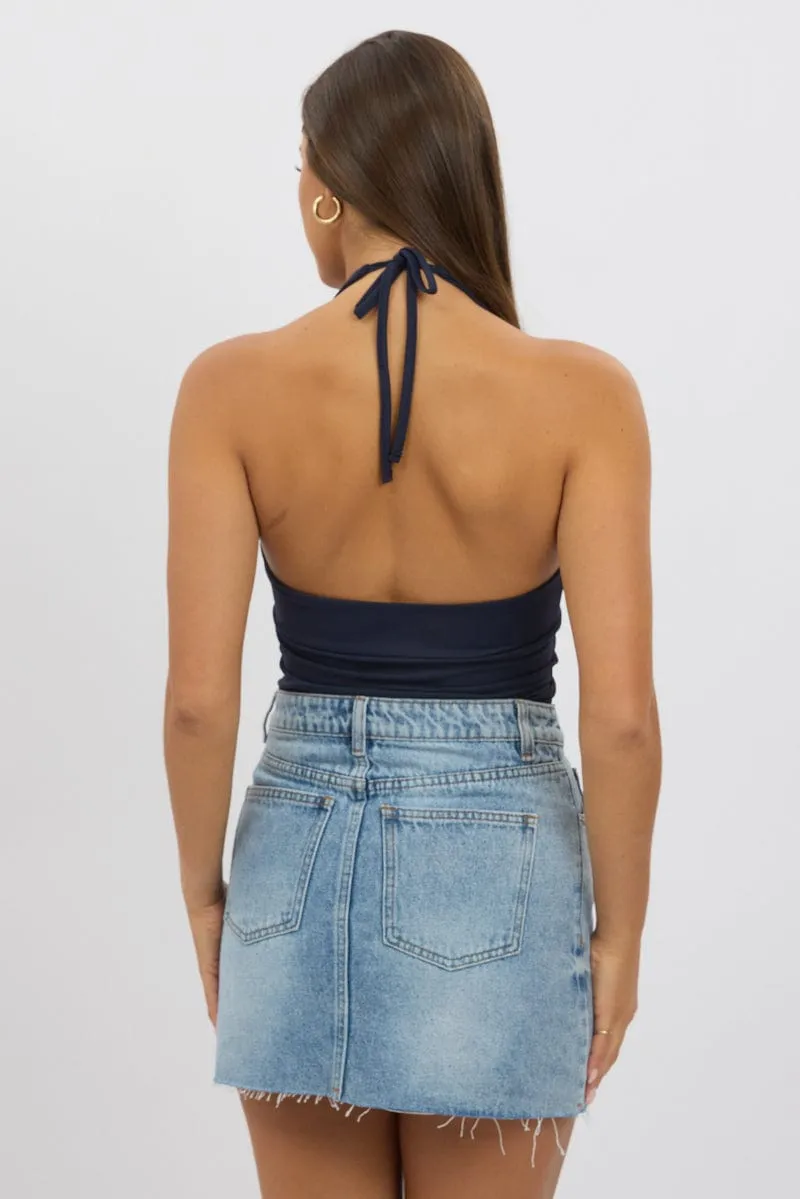 Blue Halter Neck Top V Neck Supersoft sold by Ally Fashion product image thumbnail 5