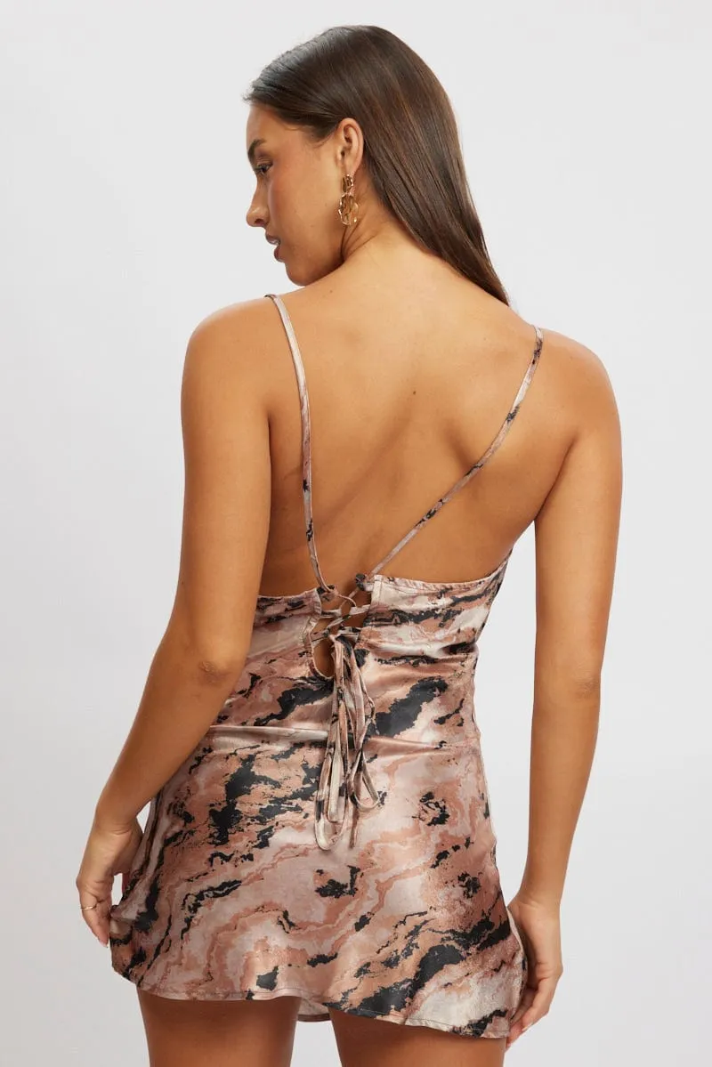 Beige Animal Print Mini Dress Cowl Neck sold by Ally Fashion product image thumbnail 5