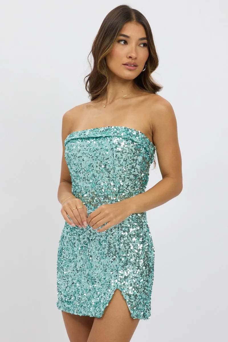 Blue Bodycon Dress Sequin Strapless sold by Ally Fashion product image thumbnail 4