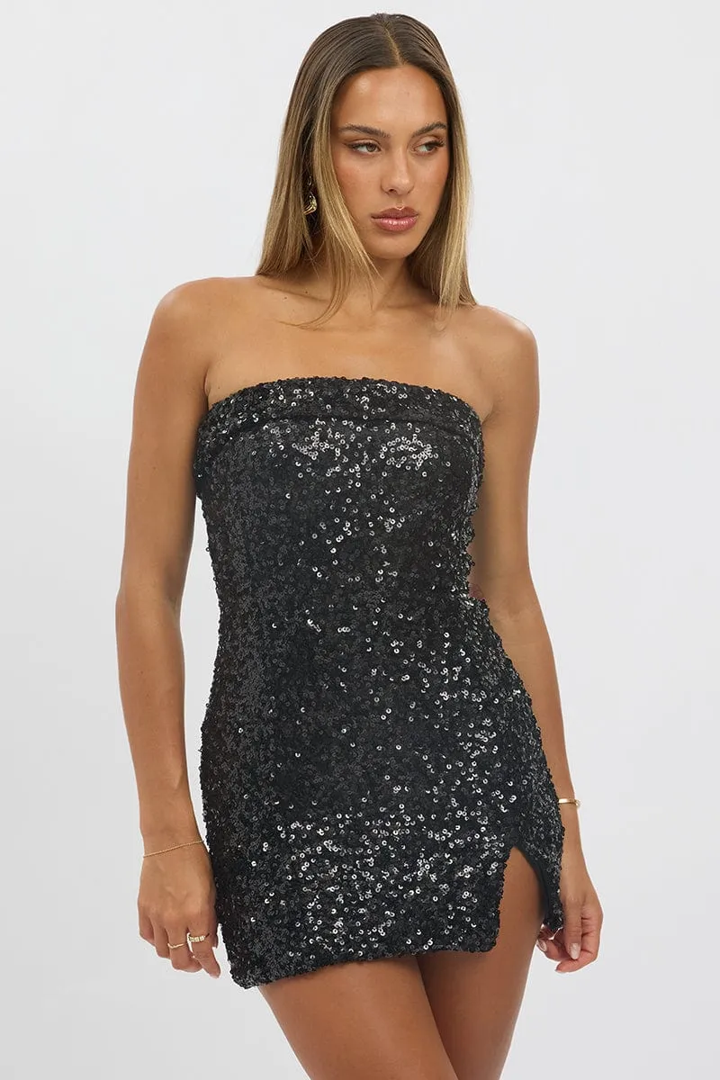 Black Bodycon Dress Sequin Strapless sold by Ally Fashion product image thumbnail 3