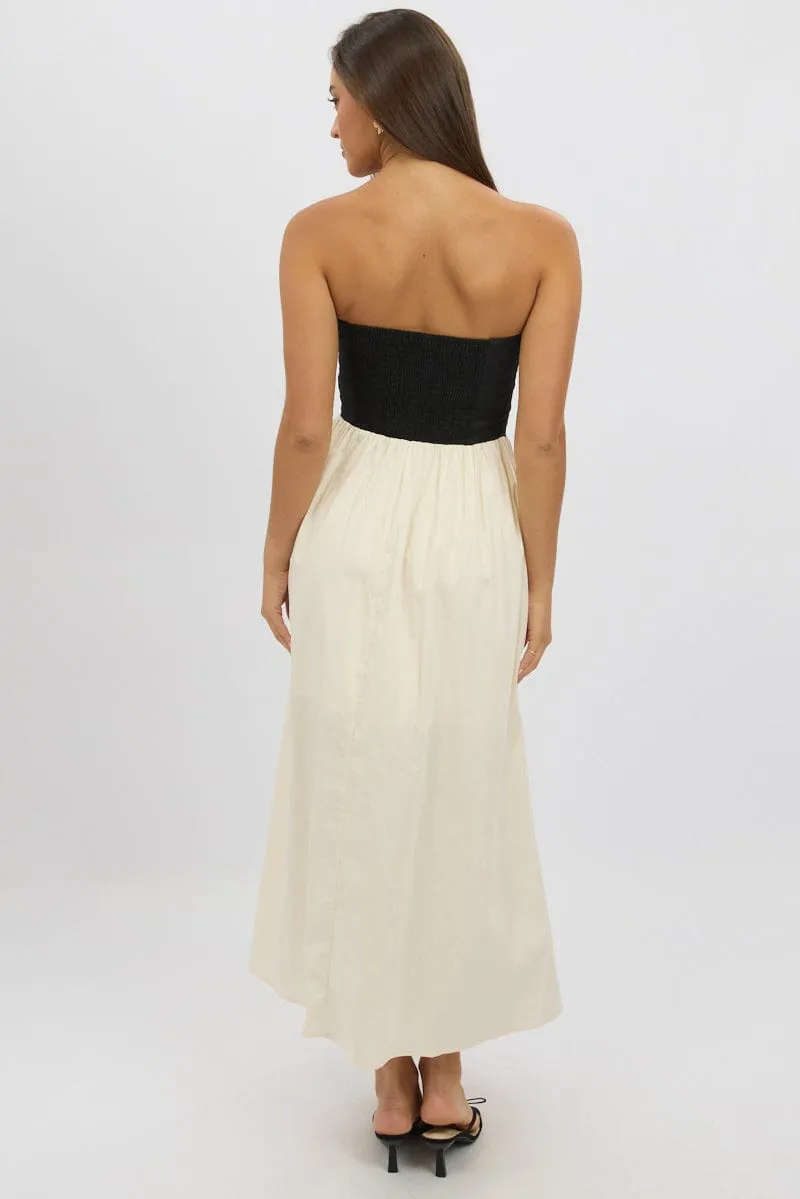 Beige Strapless Maxi Dress Colour Block sold by Ally Fashion product image thumbnail 5