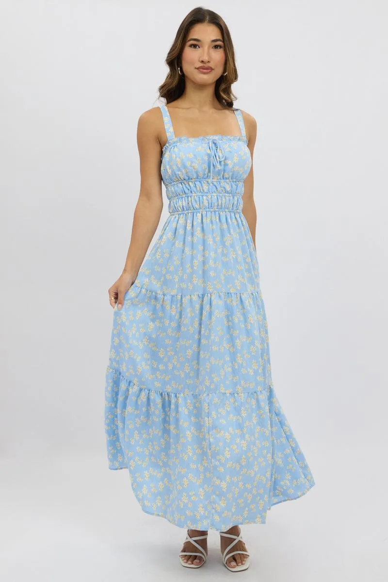 Blue Ditsy Maxi Dress Strappy Tiered sold by Ally Fashion product image thumbnail 3