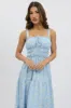 Blue Ditsy Maxi Dress Strappy Tiered sold by Ally Fashion