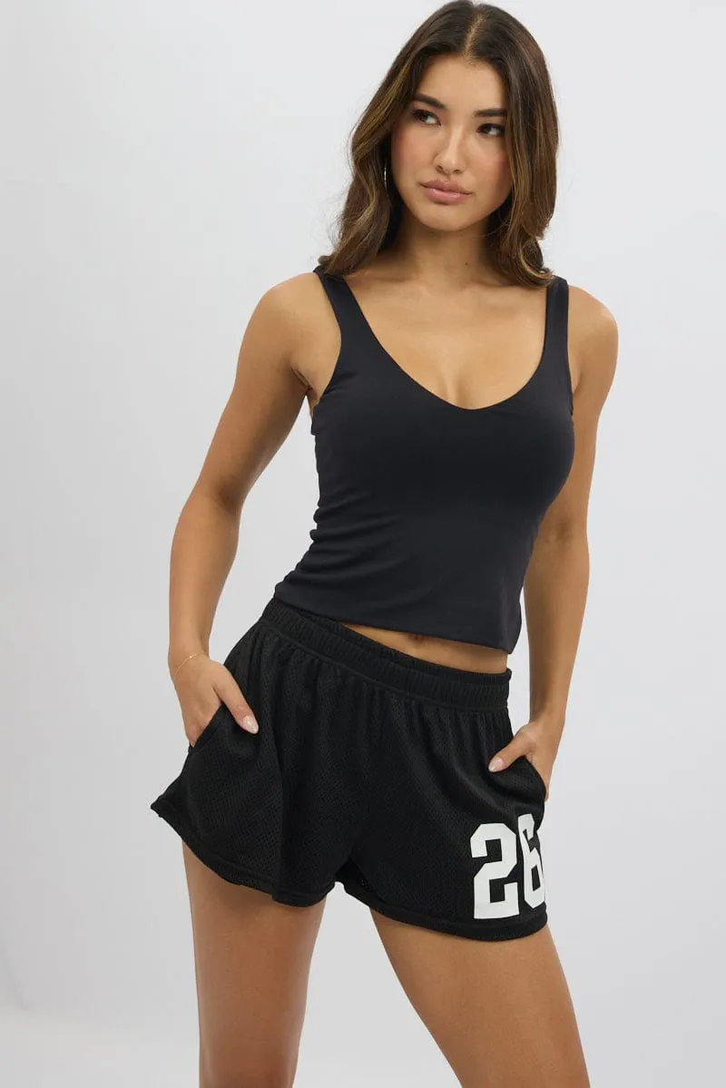 Black Track Shorts Elastic Waist sold by Ally Fashion