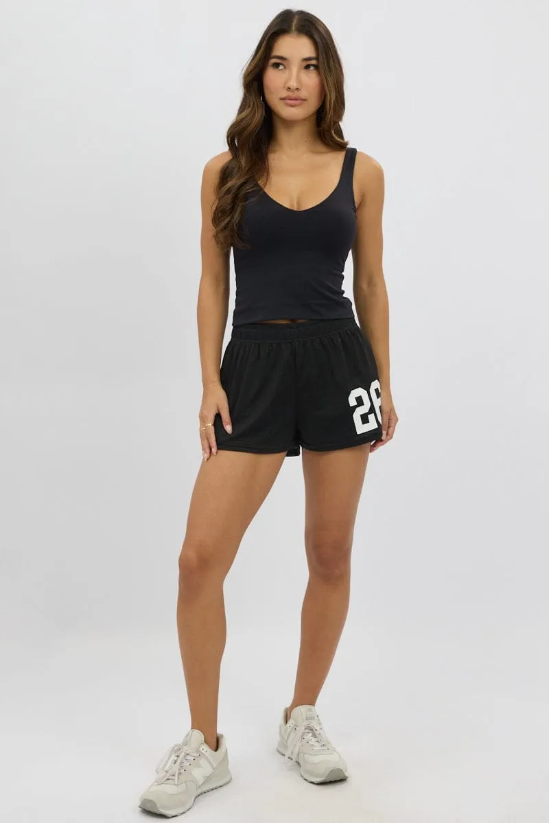 Black Track Shorts Elastic Waist sold by Ally Fashion product image thumbnail 2