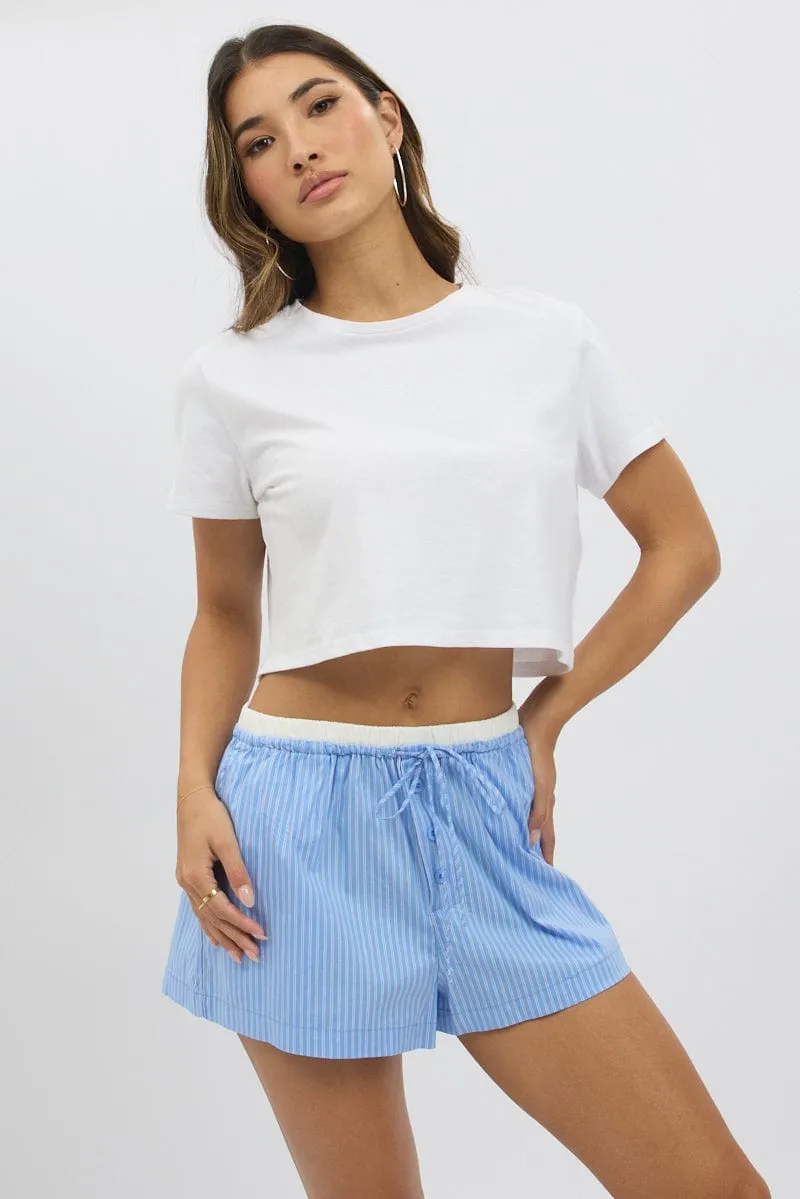 Blue Stripe Shorts Dual Waist sold by Ally Fashion