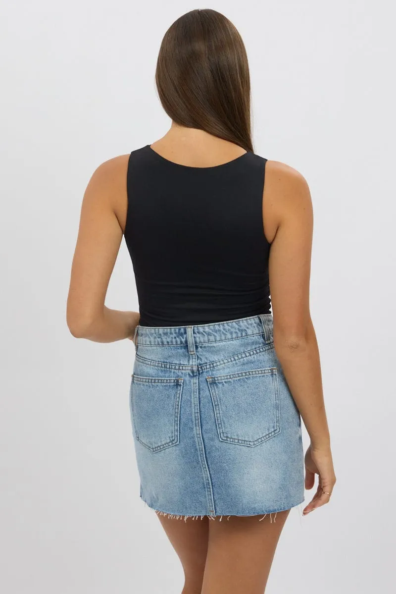 Black Tank Top Sleeveles Boat Neck Supersoft sold by Ally Fashion product image thumbnail 5