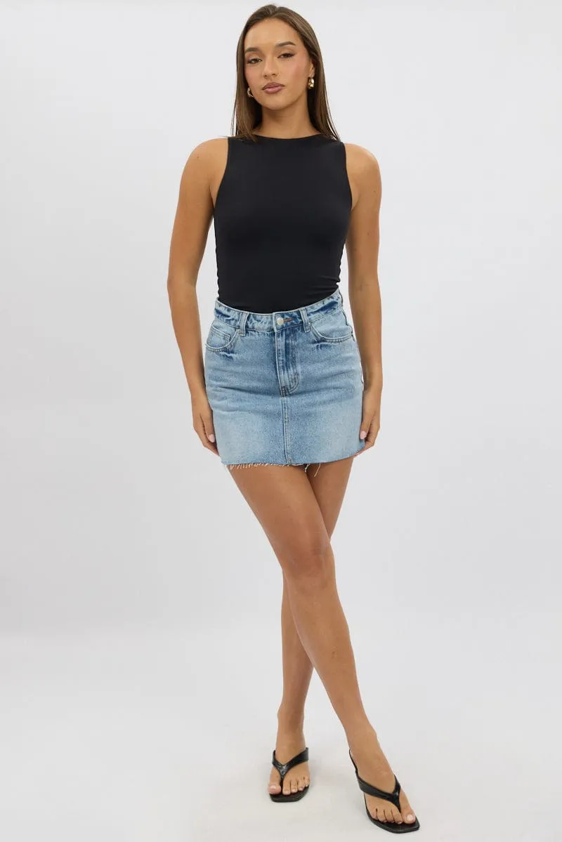 Black Tank Top Sleeveles Boat Neck Supersoft sold by Ally Fashion product image thumbnail 2