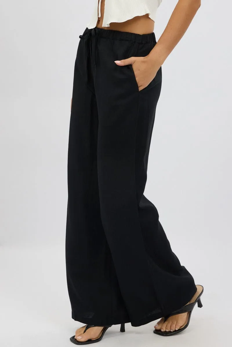 Black Wide Leg Pants Elasticated Waist sold by Ally Fashion product image thumbnail 4