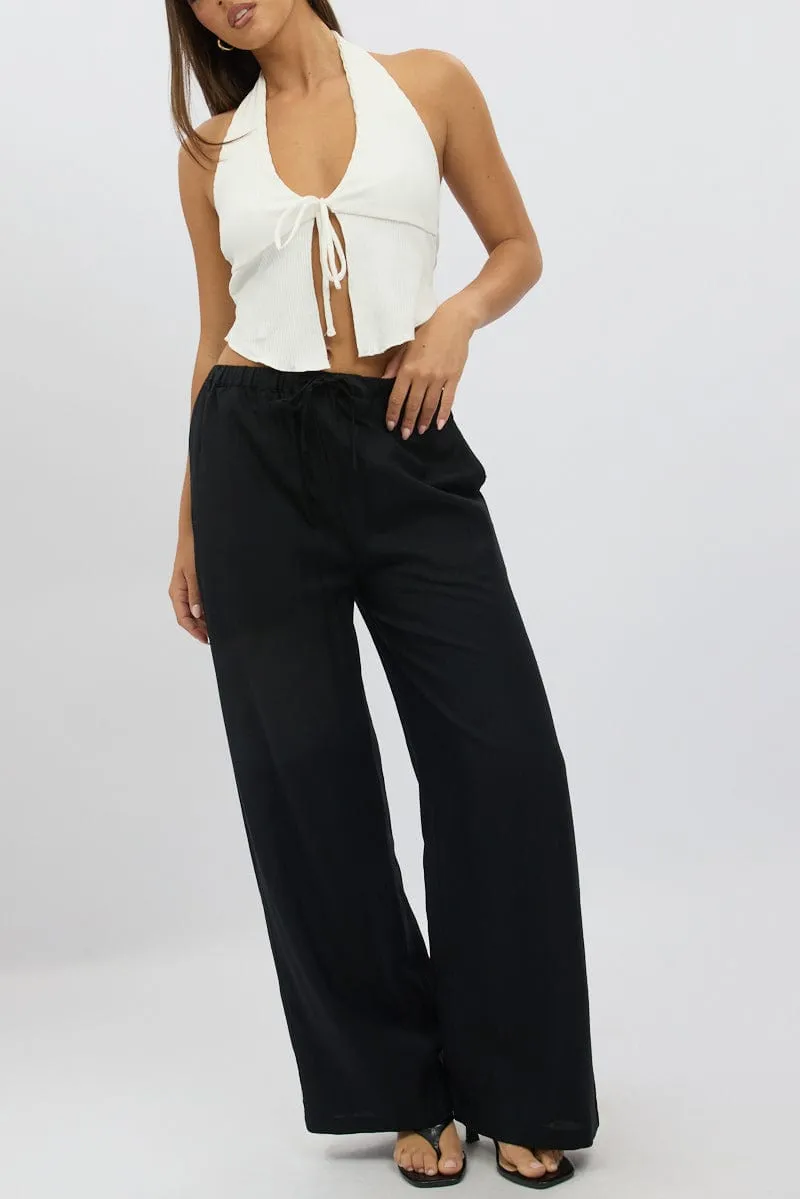 Black Wide Leg Pants Elasticated Waist sold by Ally Fashion