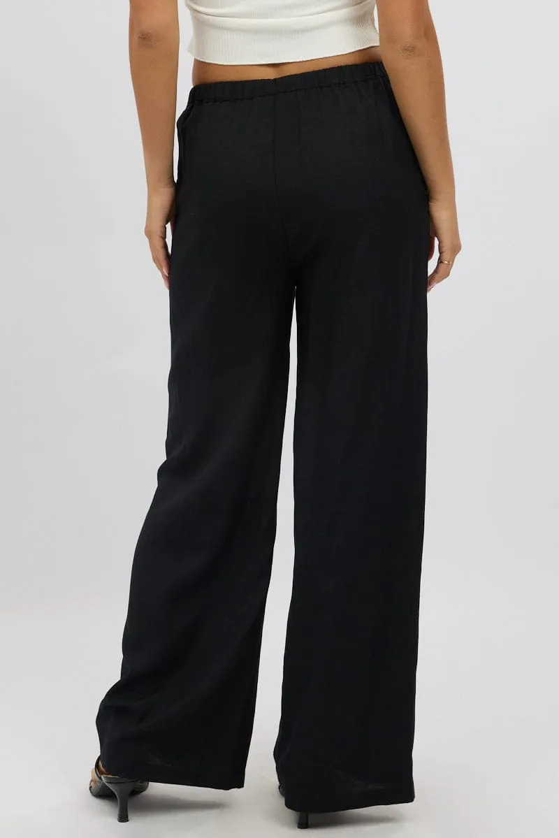 Black Wide Leg Pants Elasticated Waist sold by Ally Fashion product image thumbnail 5